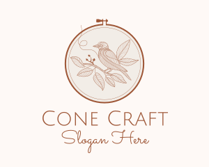 Botanical Bird Embroidery logo design