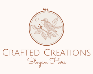 Botanical Bird Embroidery logo design