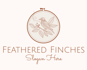 Botanical Bird Embroidery logo design