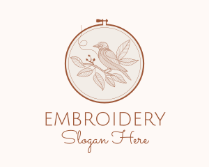 Botanical Bird Embroidery logo design