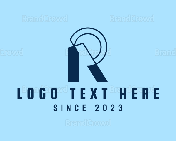 Blue Digital Letter R Logo