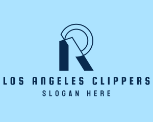 Blue Digital Letter R Logo