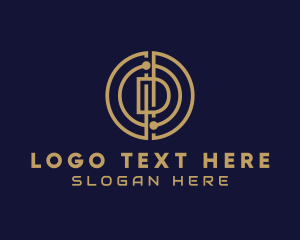 Gadget - Gold Circuit Letter D logo design