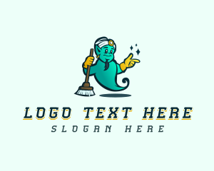 Djinn - Genie Broom Cleaning logo design