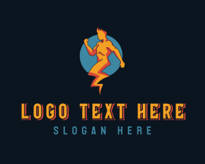 Superhero - Electrical Lightning Human logo design
