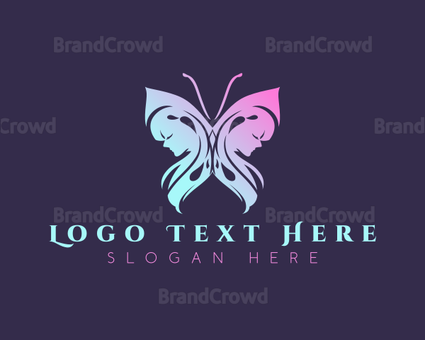 Feminine Butterfly Woman Logo