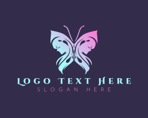 Feminine Butterfly Woman Logo