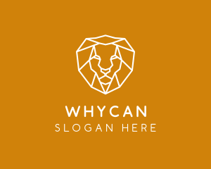 White - Geometric Lion Head logo design
