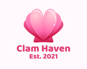 Clam - Heart Clam Shell logo design