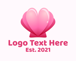 Girly - Heart Clam Shell logo design