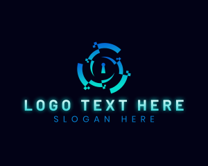 Telecommunication - Tech Cybersecurity Lock logo design