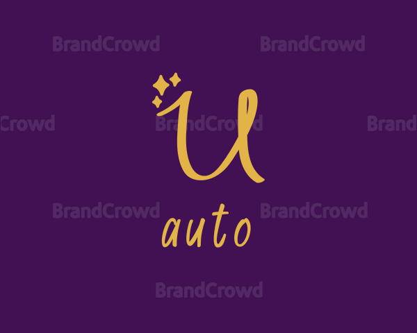 Gold Sparkle Letter U Logo