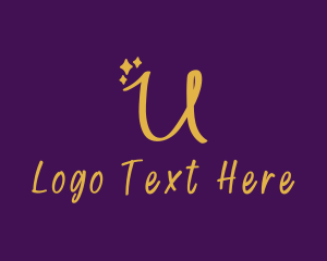 Washing - Gold Sparkle Letter U logo design