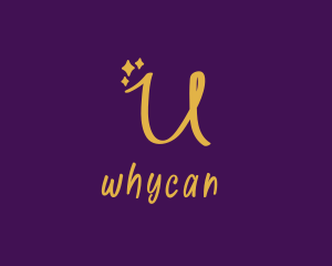 Gold Sparkle Letter U Logo