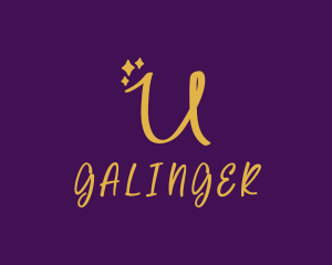Lettering - Gold Sparkle Letter U logo design