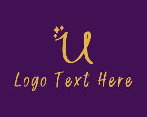 Gold Sparkle Letter U Logo