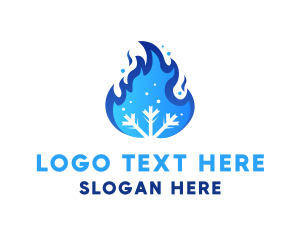 Snowflake - Blue Flame Snow logo design