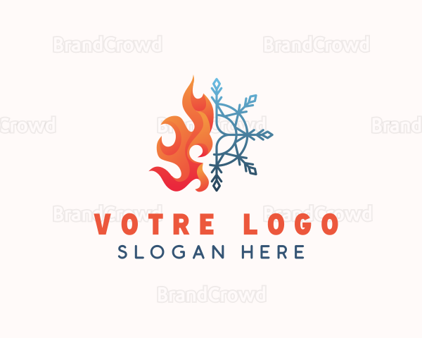 Flame Snowflake Heat Cooling Logo