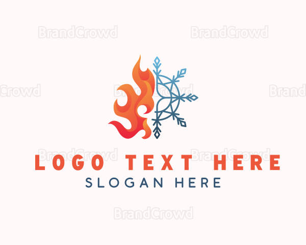 Flame Snowflake Heat Cooling Logo