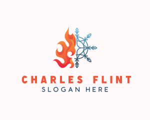 Winter - Flame Snowflake Heat Cooling logo design