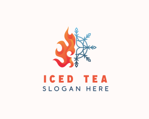 Flame Snowflake Heat Cooling logo design