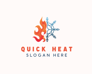 Flame Snowflake Heat Cooling logo design