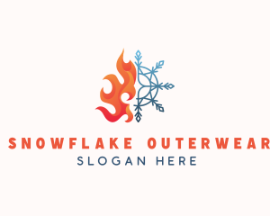 Flame Snowflake Heat Cooling logo design