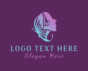 Gradient - Butterfly Woman Face logo design