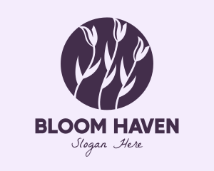 Violet Tulip Flower logo design