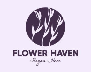 Violet Tulip Flower logo design