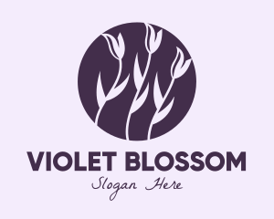 Violet Tulip Flower logo design