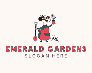 Grandma Lawn Gardener Cartoon logo design