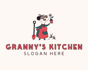 Granny - Grandma Lawn Gardener Cartoon logo design