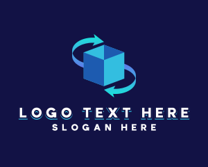 Blue Box - Cube Box Arrow logo design