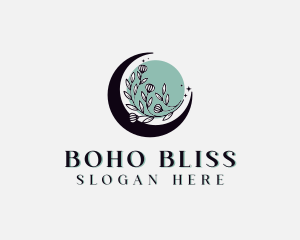 Boho Moon Flower logo design