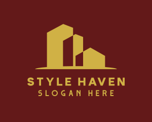 Hostel - Gold Building Real Estate logo design