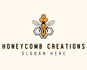 Bee Honeycomb Apiary logo design