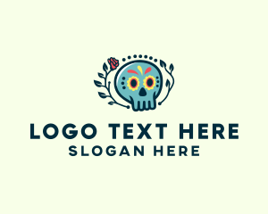 Mexican - Festive Skull Rose logo design