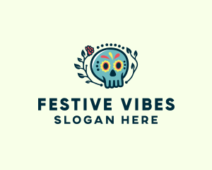 Festival - Festive Skull Rose logo design