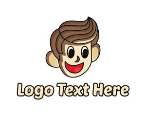 Emoji - Happy Brown Haired Cartoon Boy logo design