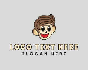 Laughing - Happy Cartoon Boy logo design