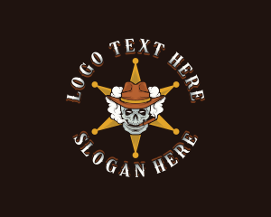 Skeleton - Skull Sheriff Smoke logo design