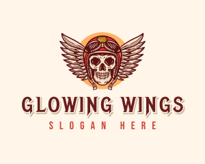 Skull Wings Helmet logo design