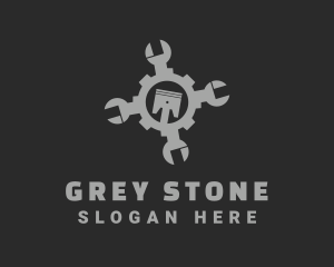 Grey - Grey Piston Wrench Cog logo design