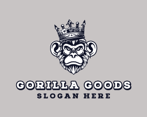 Crown Monkey Gorilla King logo design