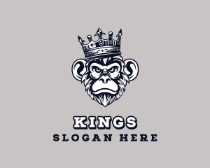 Crown Monkey Gorilla King logo design