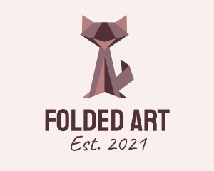 Cat Origami Paper logo design