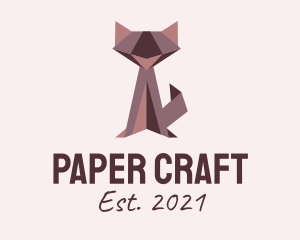 Cat Origami Paper logo design