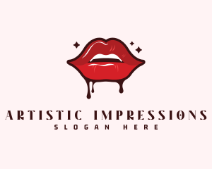 Cosmetics Red Lips logo design