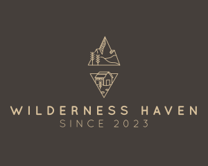 Lodge - SImple Mountain Cabin Travel logo design